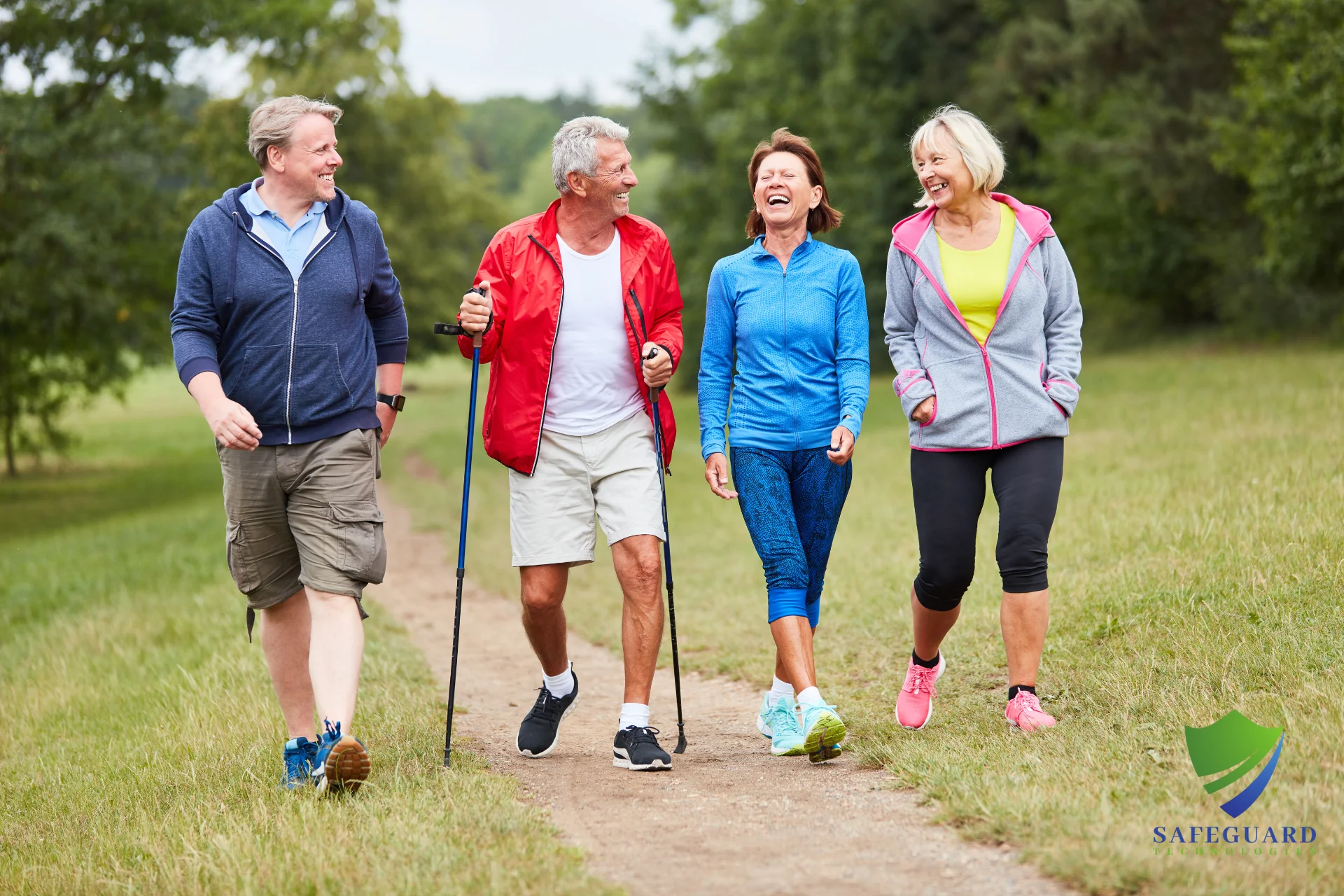 group of seniors walking outdoors